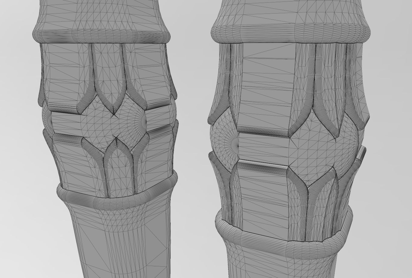 Lotus flower bead square capital column relief 3D print model_12