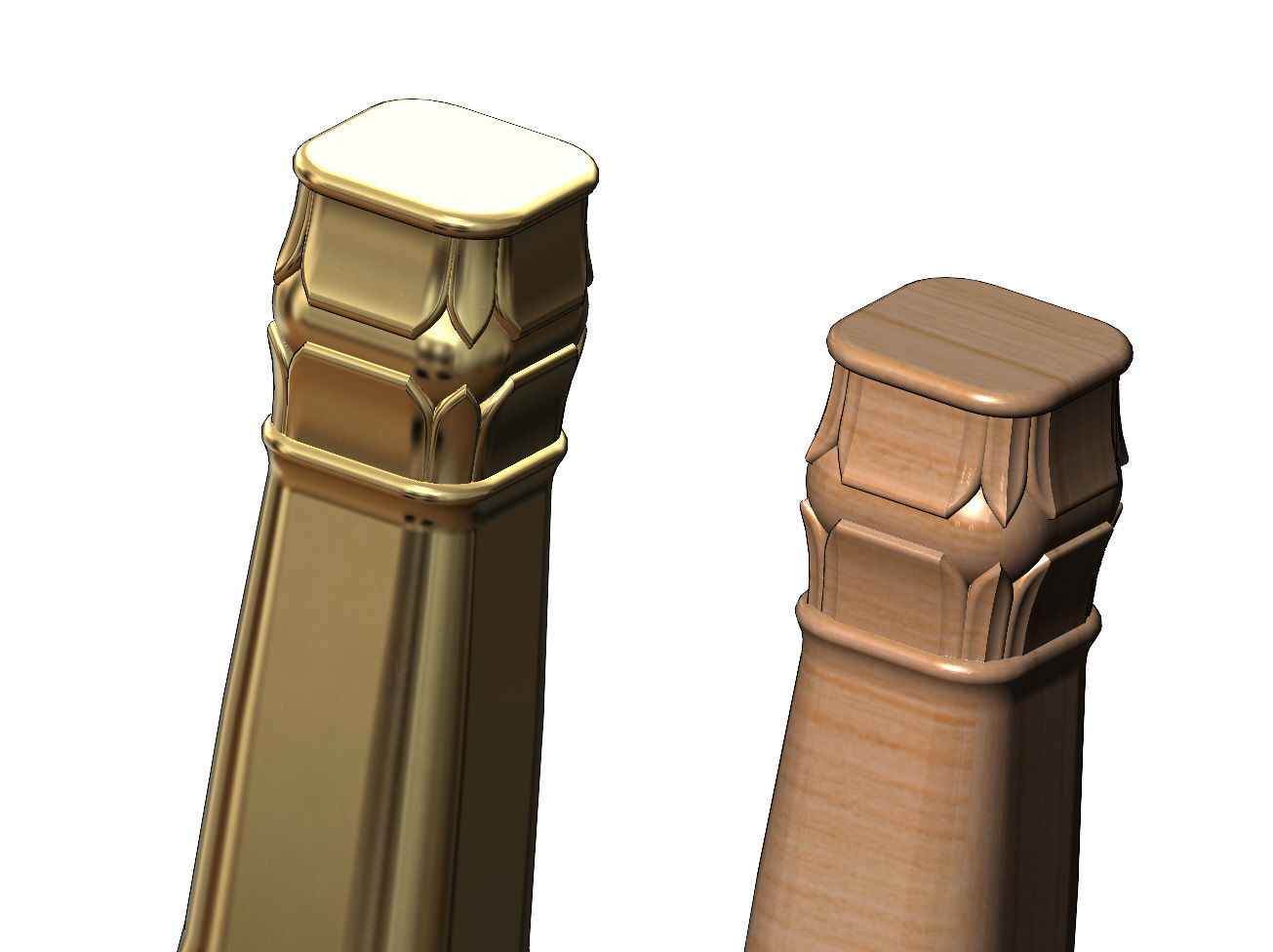 Lotus flower bead square capital column relief 3D print model_2