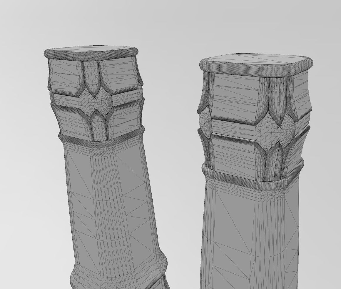 Lotus flower bead square capital column relief 3D print model_11