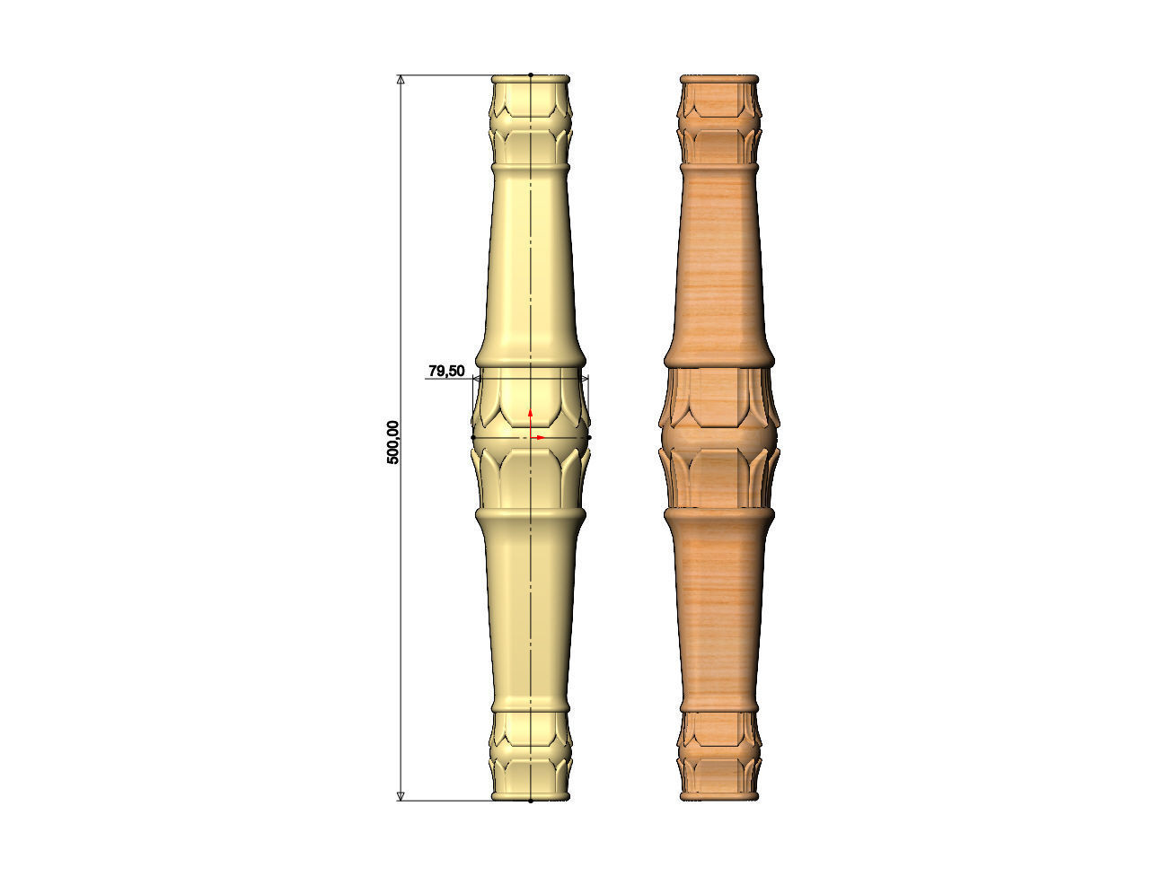 Lotus flower bead square capital column relief 3D print model_6