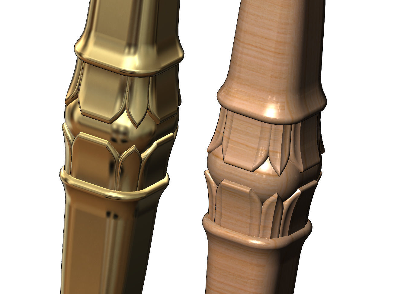 Lotus flower bead square capital column relief 3D print model_3