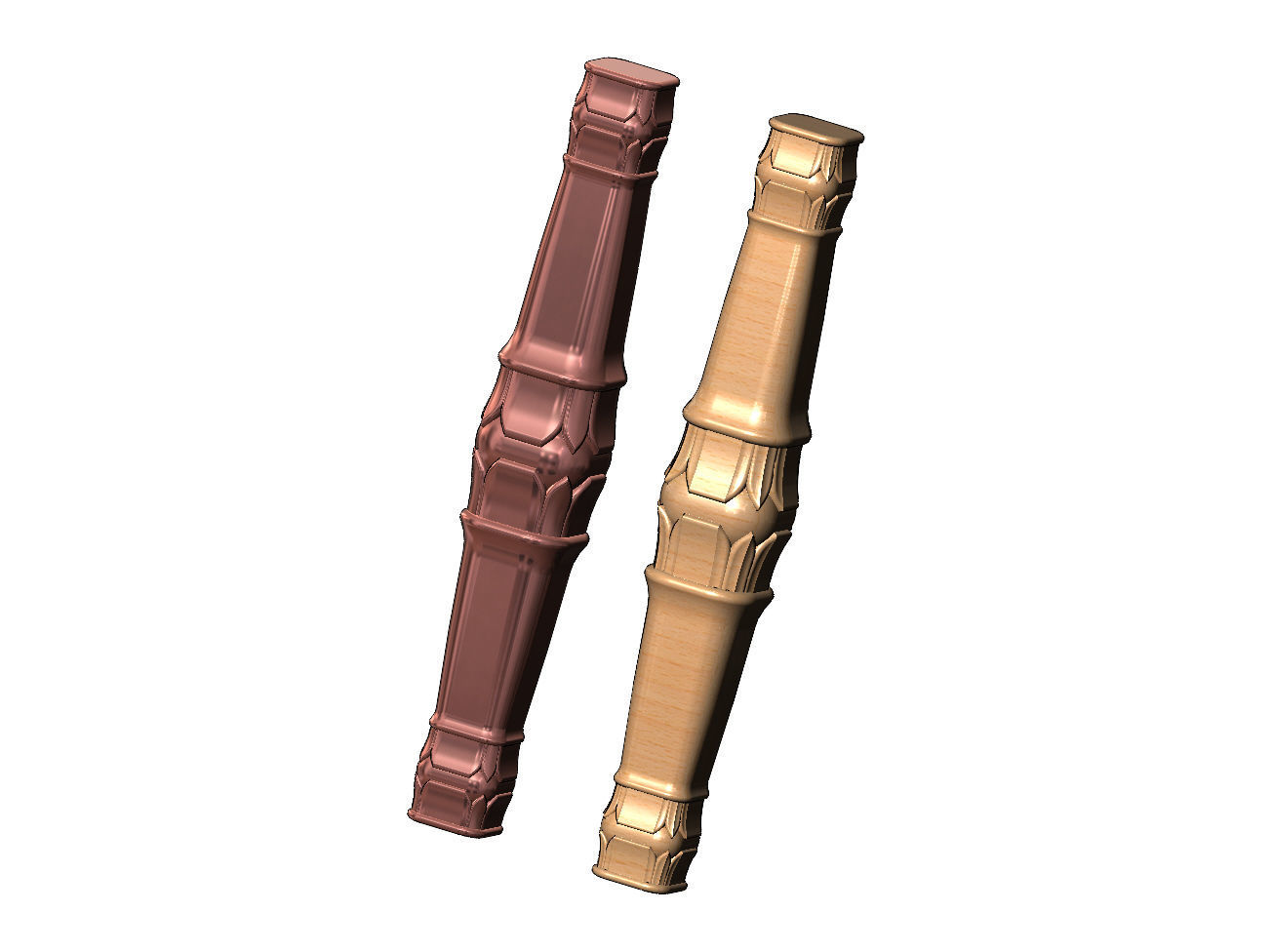 Lotus flower bead square capital column relief 3D print model_9