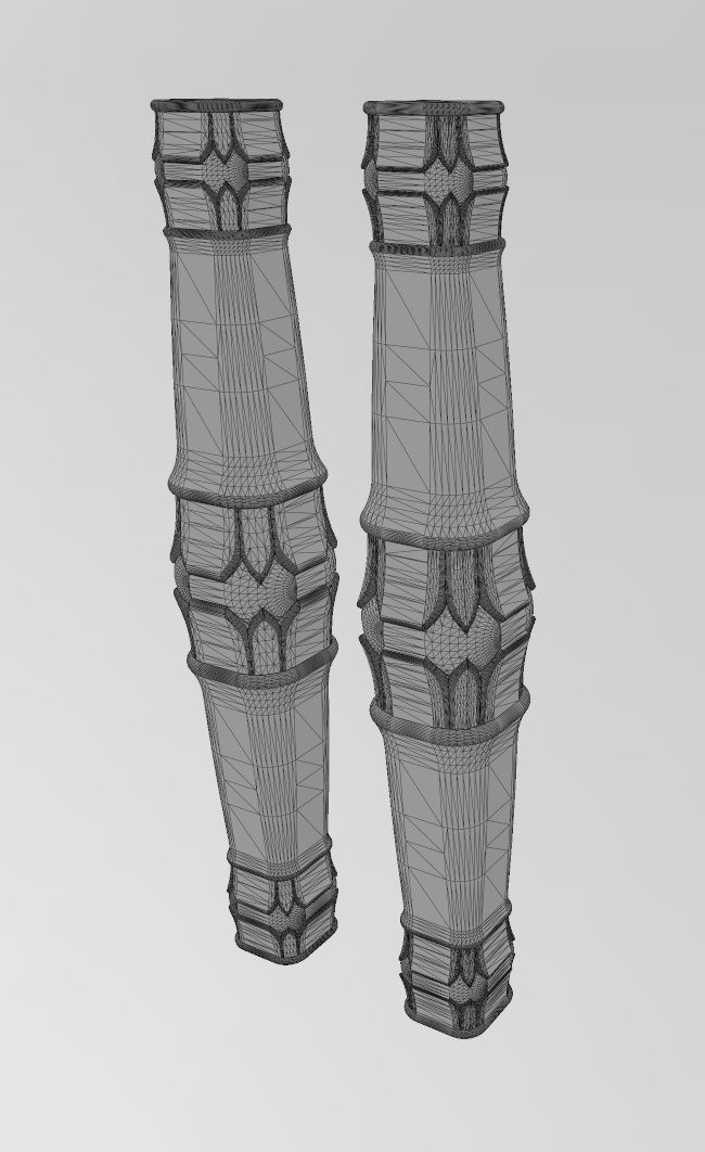 Lotus flower bead square capital column relief 3D print model_10