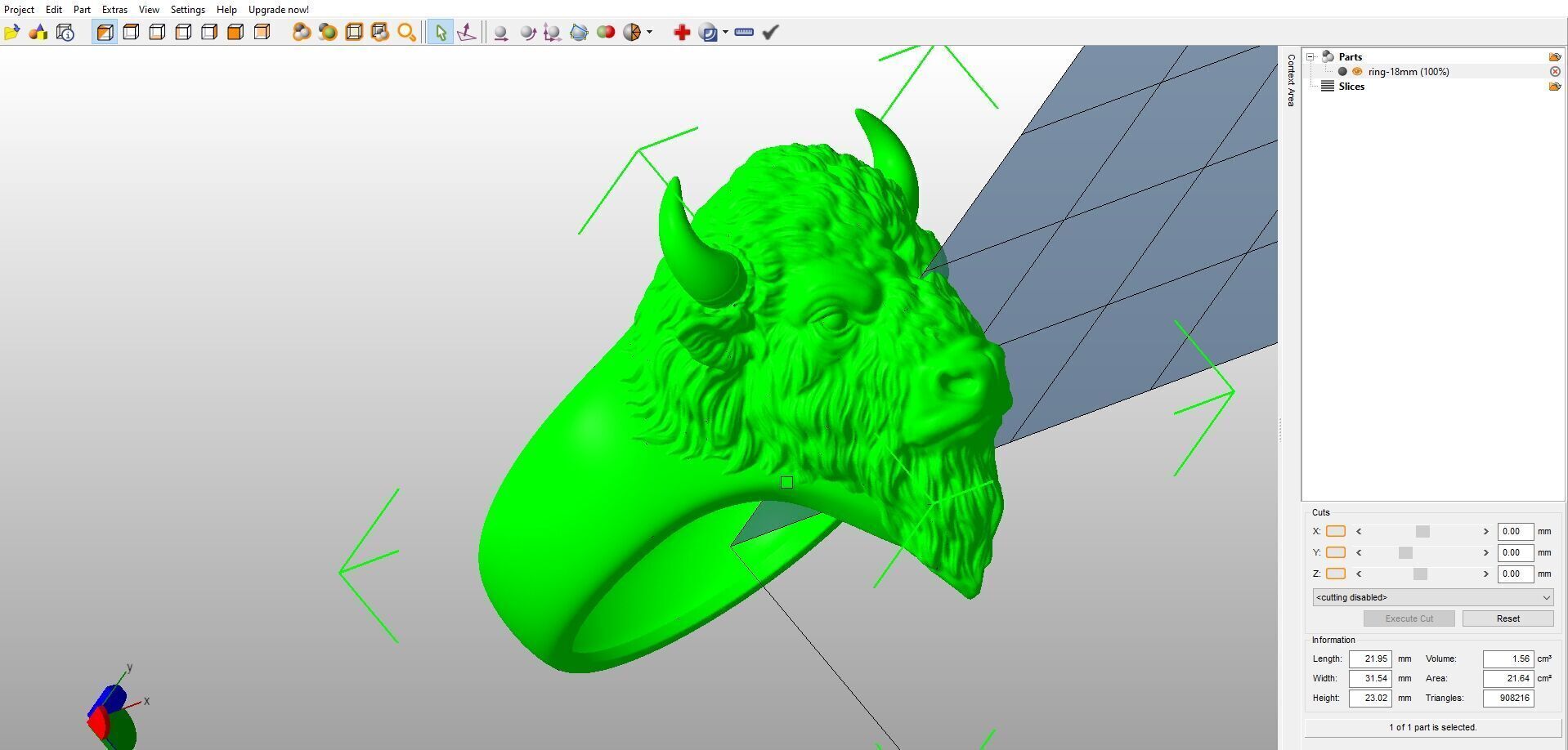3D model of a bison head ring 3D print model_9