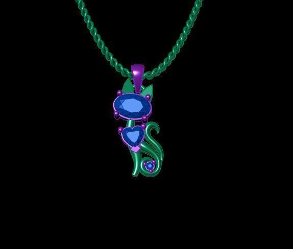 Onyx Kitten Pendant 3D print model_2