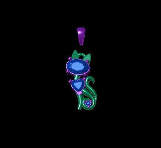 Onyx Kitten Pendant 3D print model_3