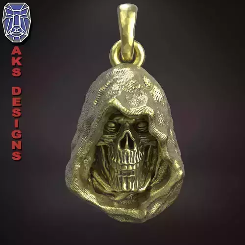 Pendant biker jewelry Reaper skull v174 3D print model
