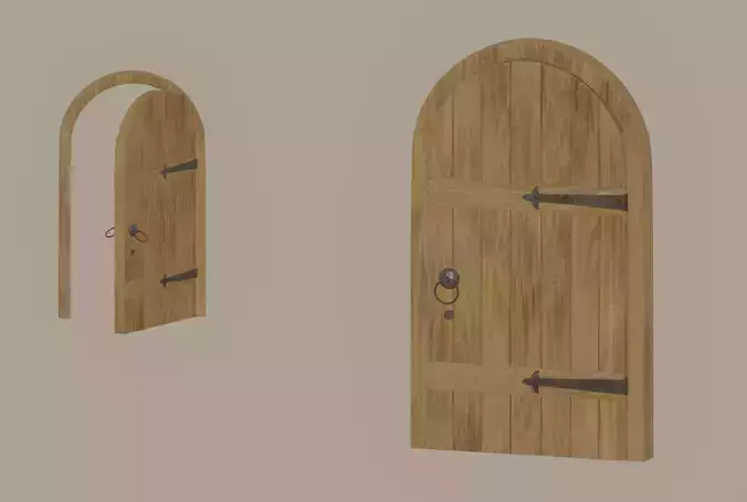 Old Wooden Arch Door 3D model