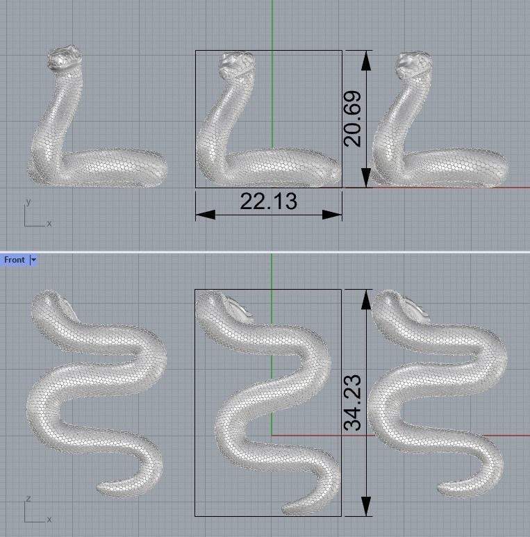 3 different snake shapes 3D print model_1