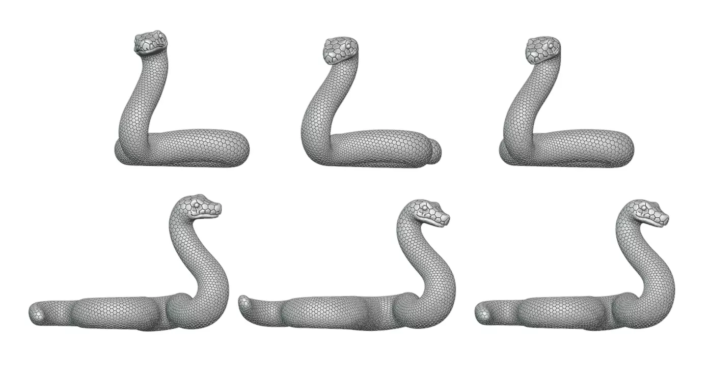 3 different snake shapes 3D print model_0