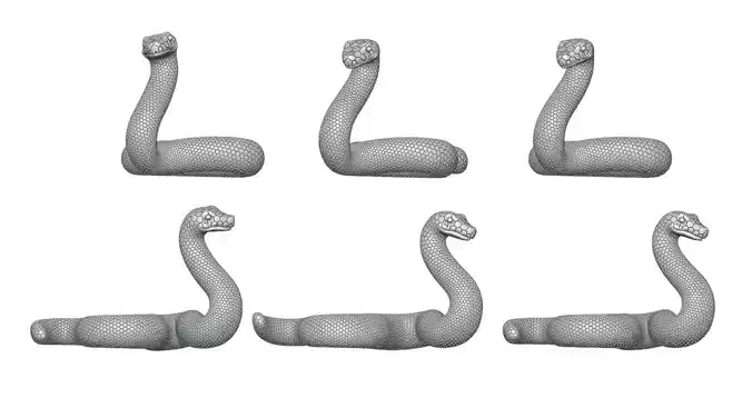 3 different snake shapes