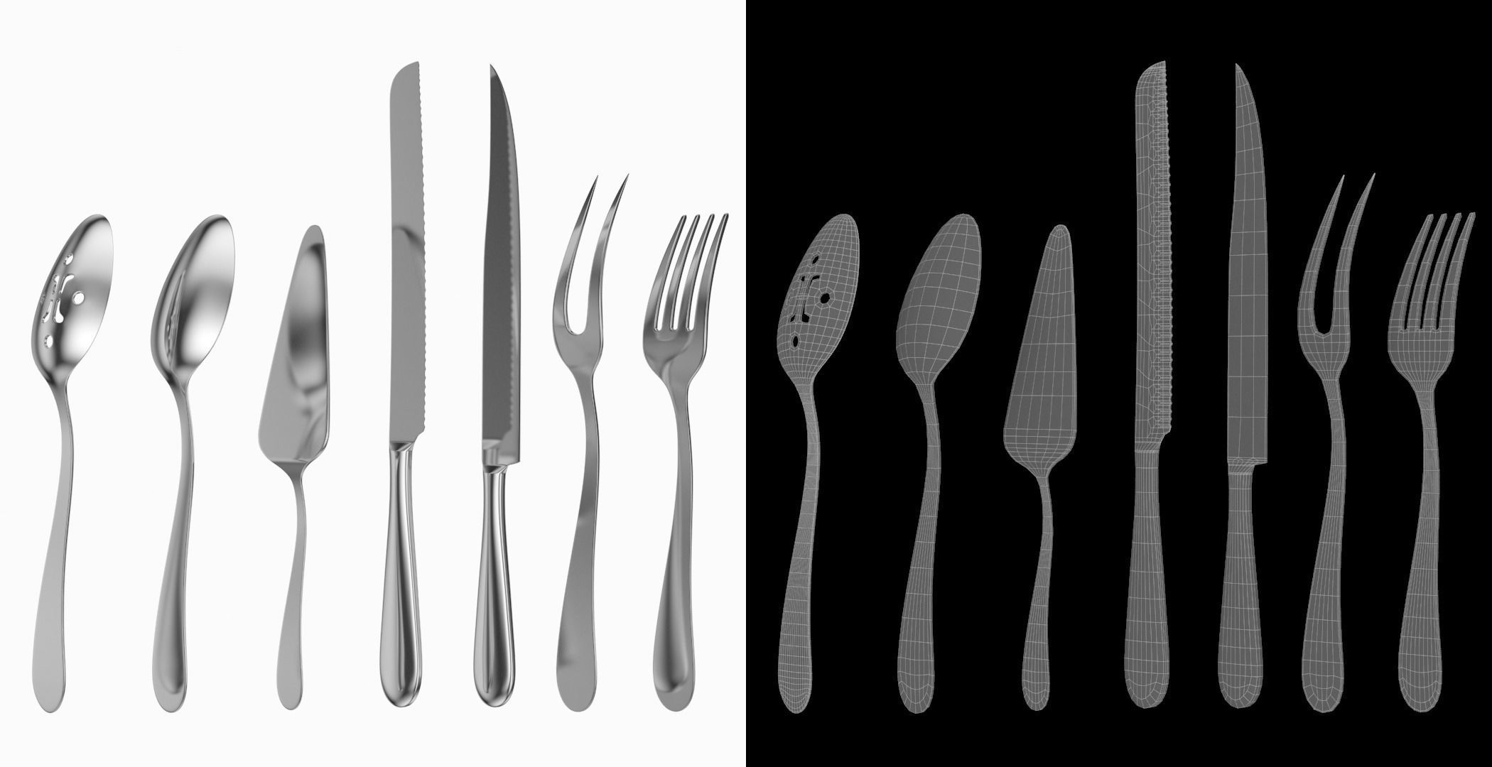 Generic Cutlery Serving Set of 7 Pieces COLLECTION 3D model_6