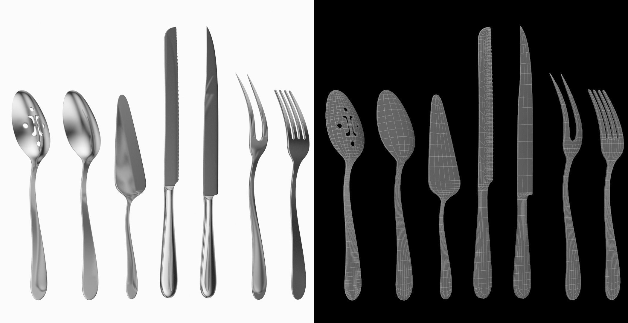 Generic Cutlery Serving Set of 7 Pieces COLLECTION 3D model_9