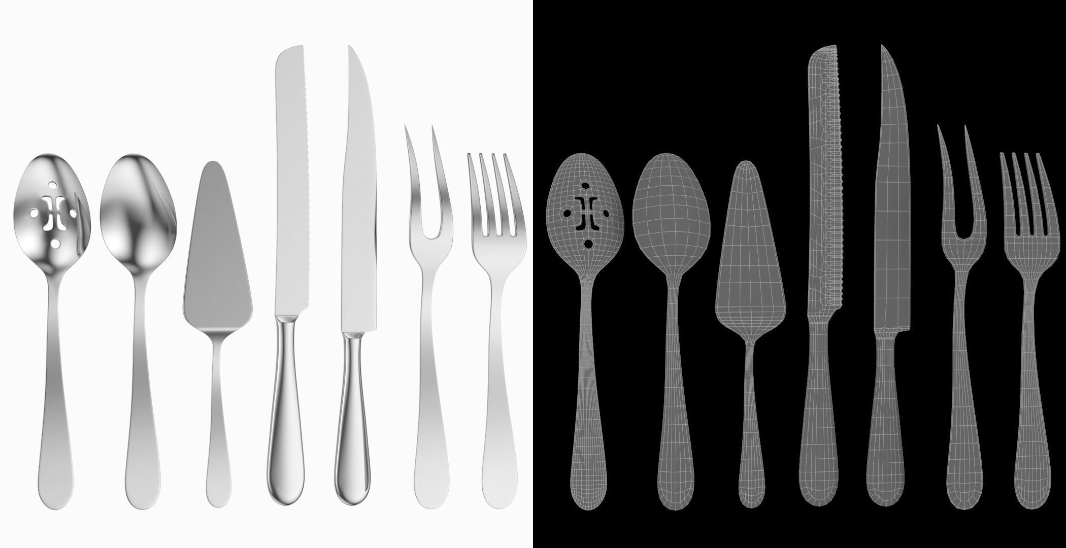 Generic Cutlery Serving Set of 7 Pieces COLLECTION 3D model_8