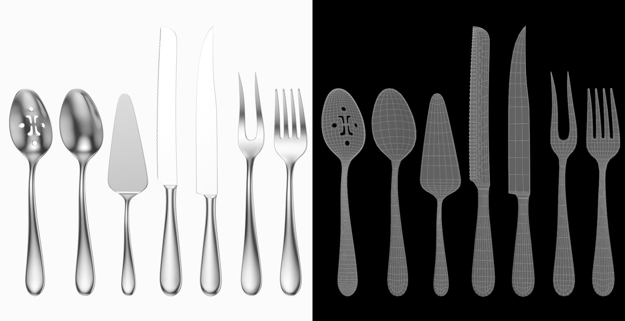 Generic Cutlery Serving Set of 7 Pieces COLLECTION 3D model_13