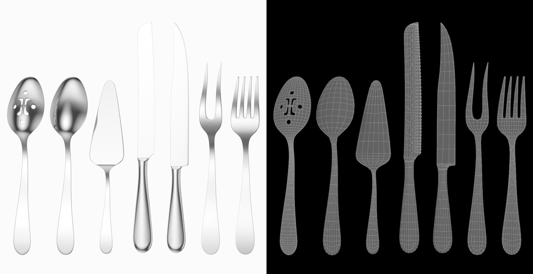 Generic Cutlery Serving Set of 7 Pieces COLLECTION 3D model_7