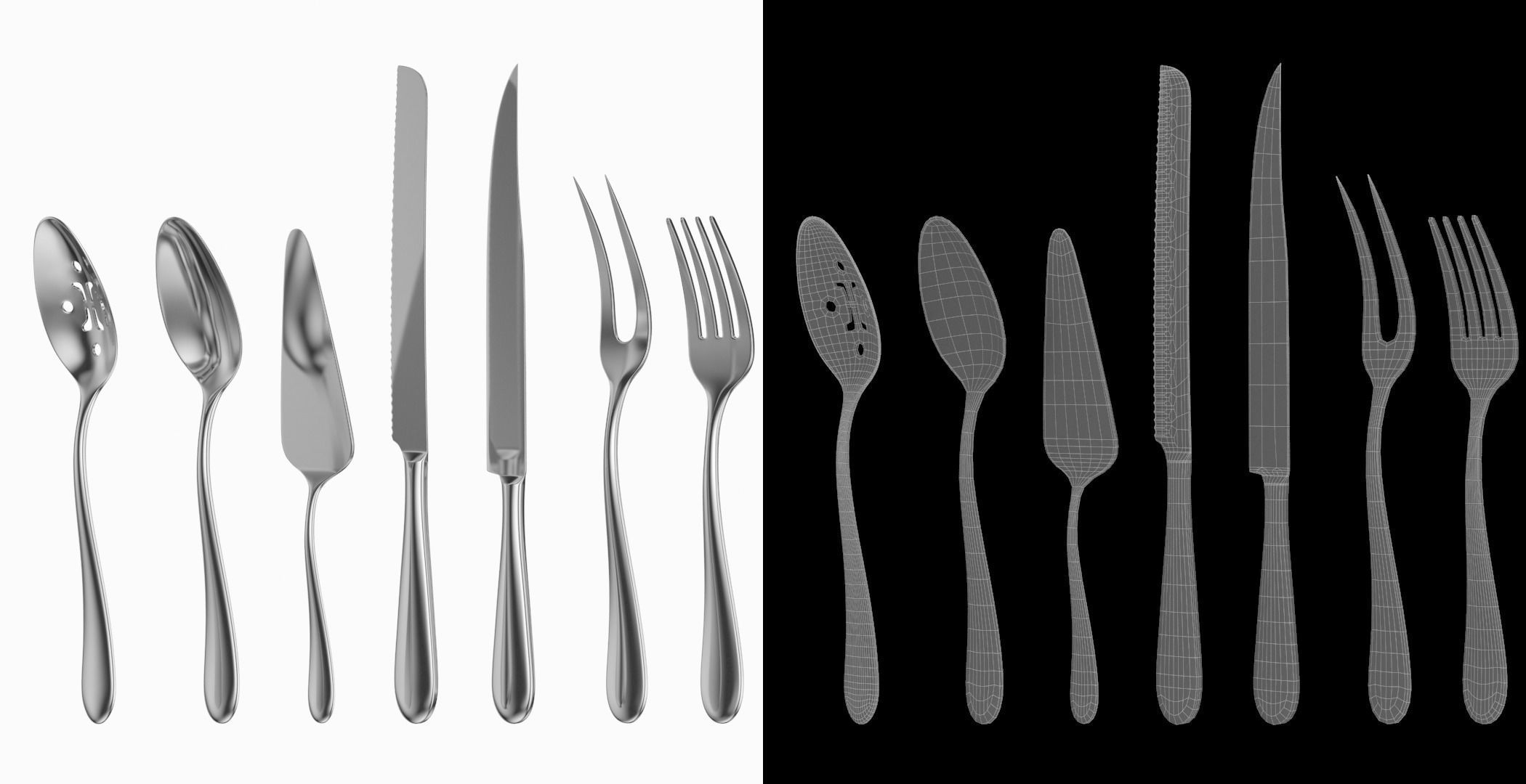Generic Cutlery Serving Set of 7 Pieces COLLECTION 3D model_12