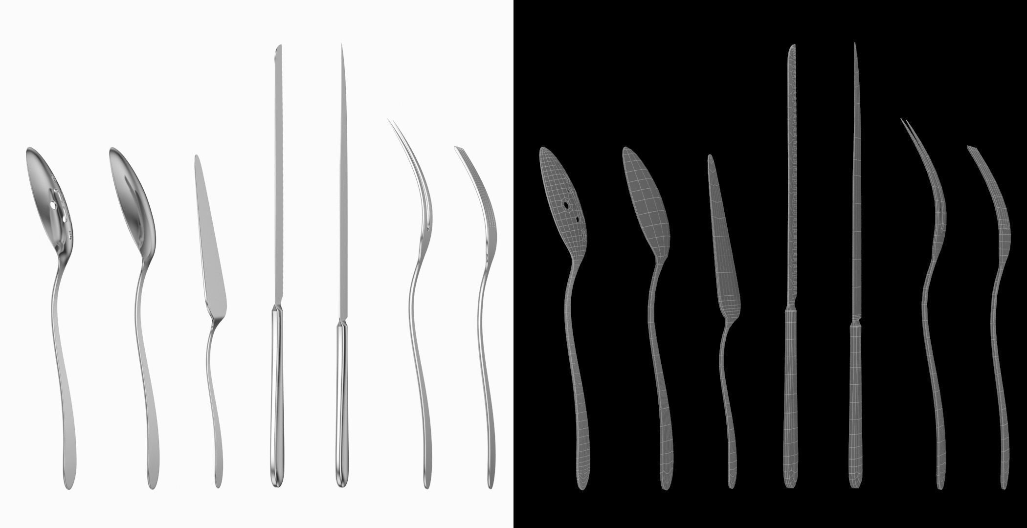 Generic Cutlery Serving Set of 7 Pieces COLLECTION 3D model_10