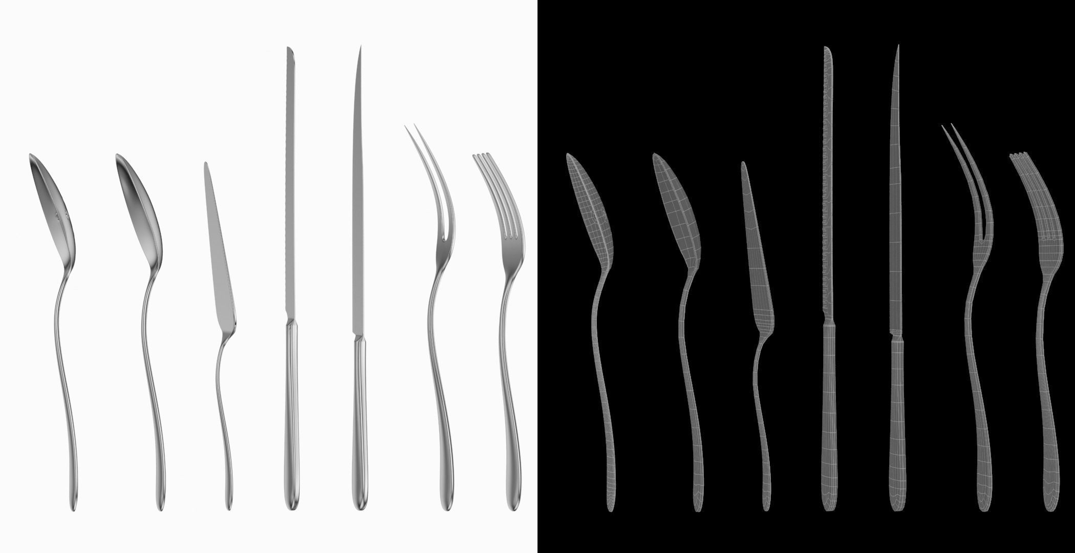 Generic Cutlery Serving Set of 7 Pieces COLLECTION 3D model_11