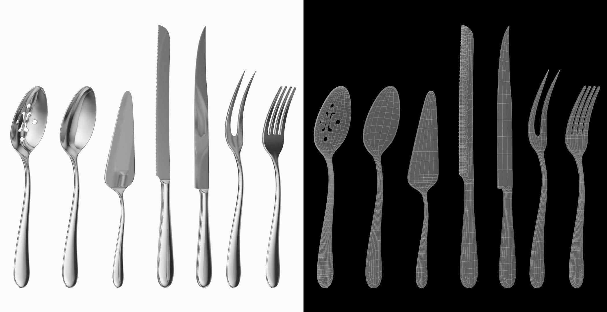 Generic Cutlery Serving Set of 7 Pieces COLLECTION 3D model_3