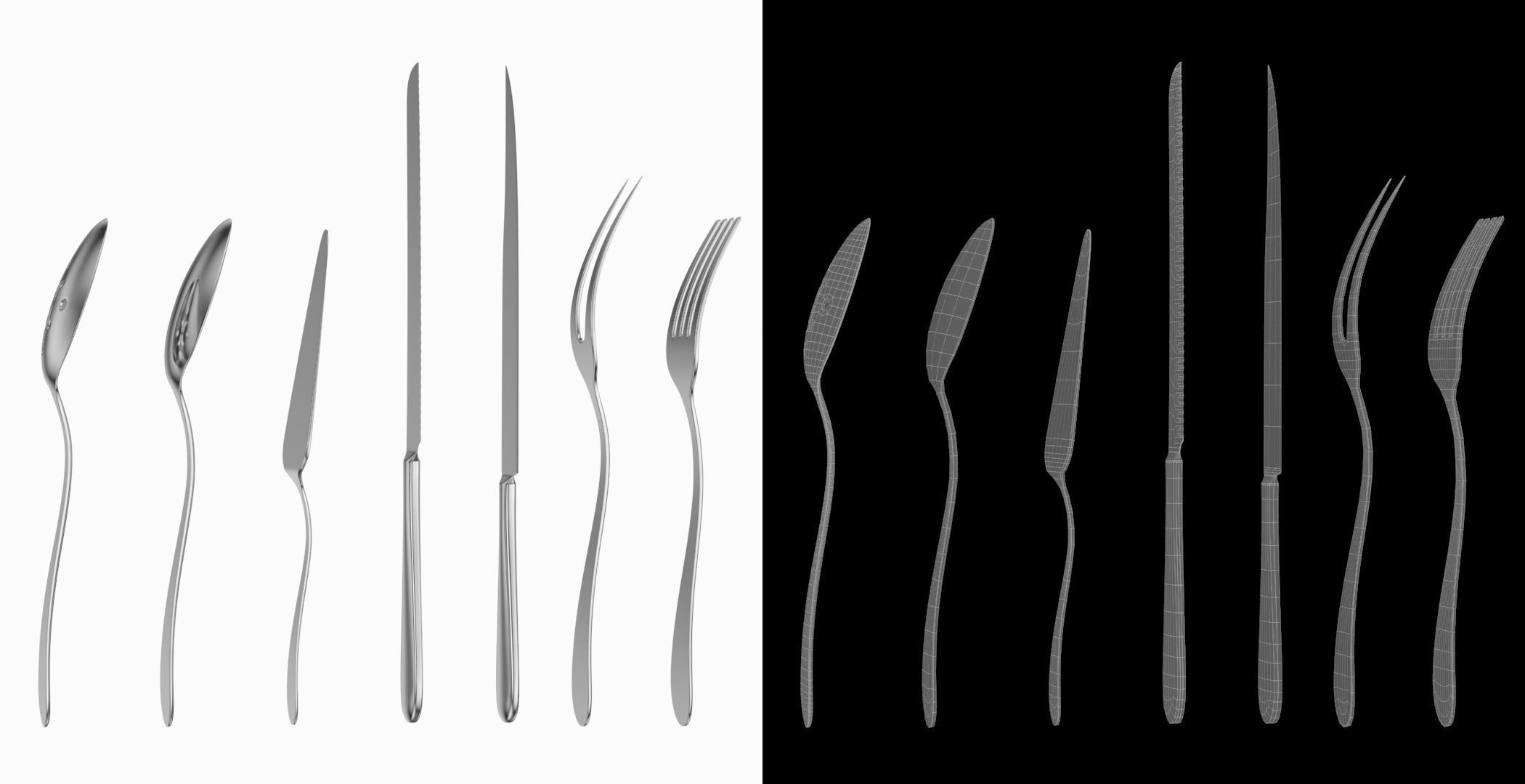 Generic Cutlery Serving Set of 7 Pieces COLLECTION 3D model_5