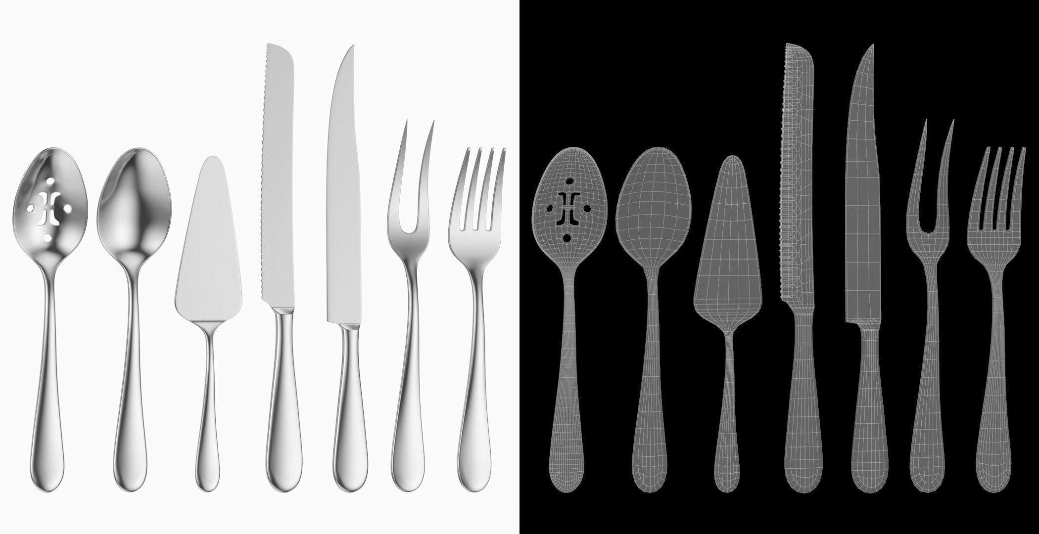 Generic Cutlery Serving Set of 7 Pieces COLLECTION 3D model_2