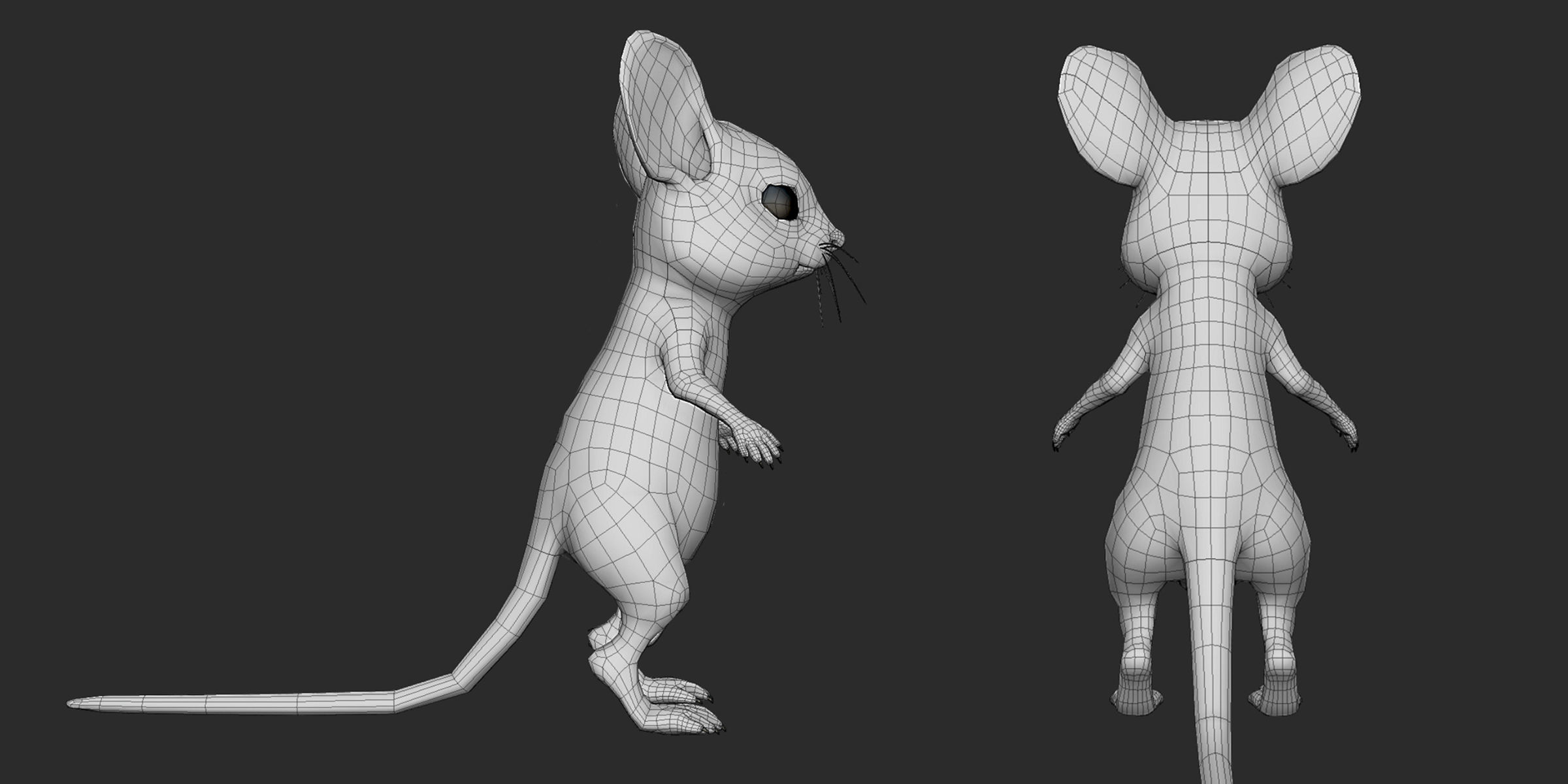 Cute Mouse Basemesh Low-poly 3D model_4
