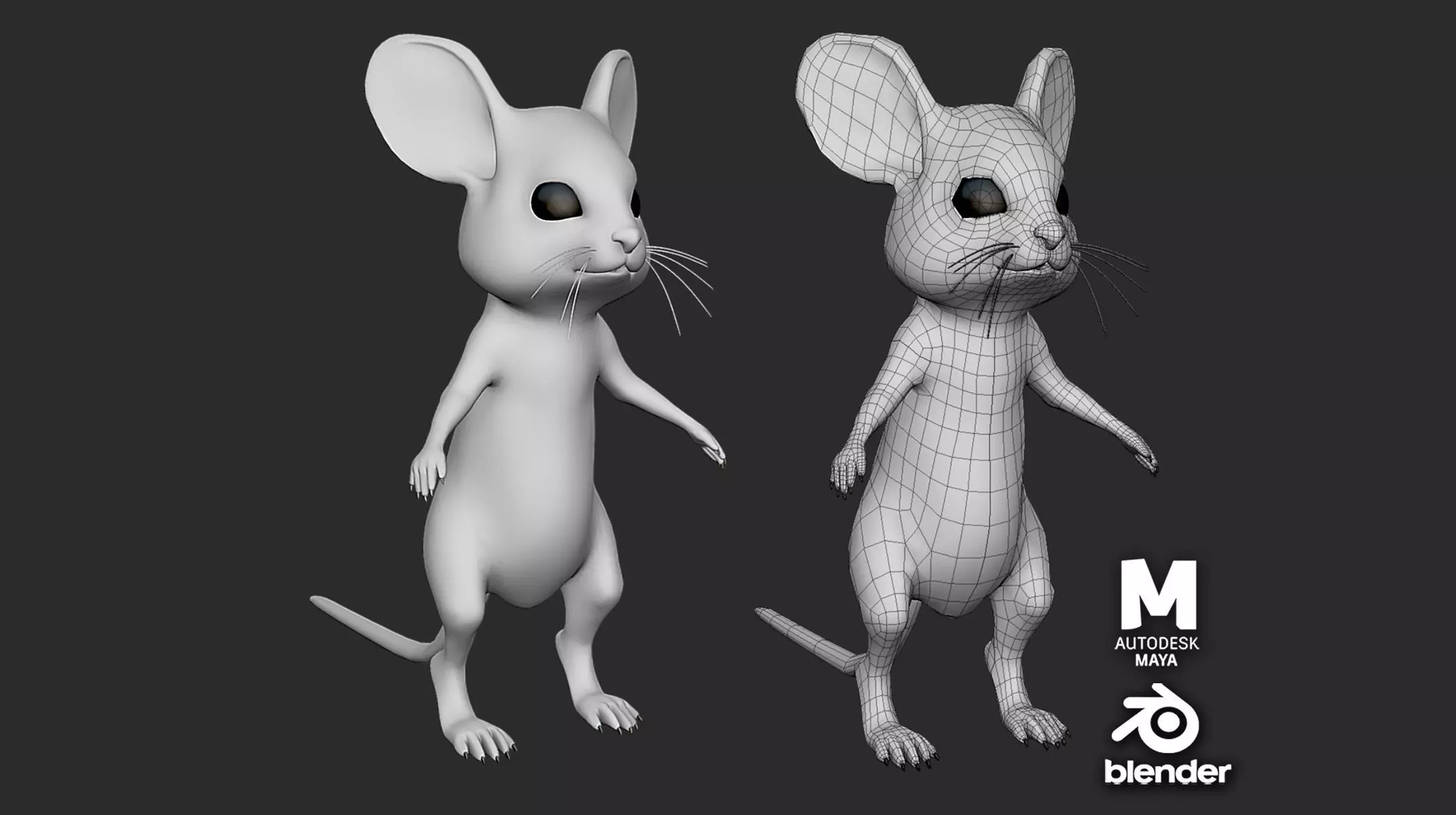 Cute Mouse Basemesh Low-poly 3D model_0