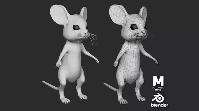 Cute Mouse Basemesh Low-poly 3D model