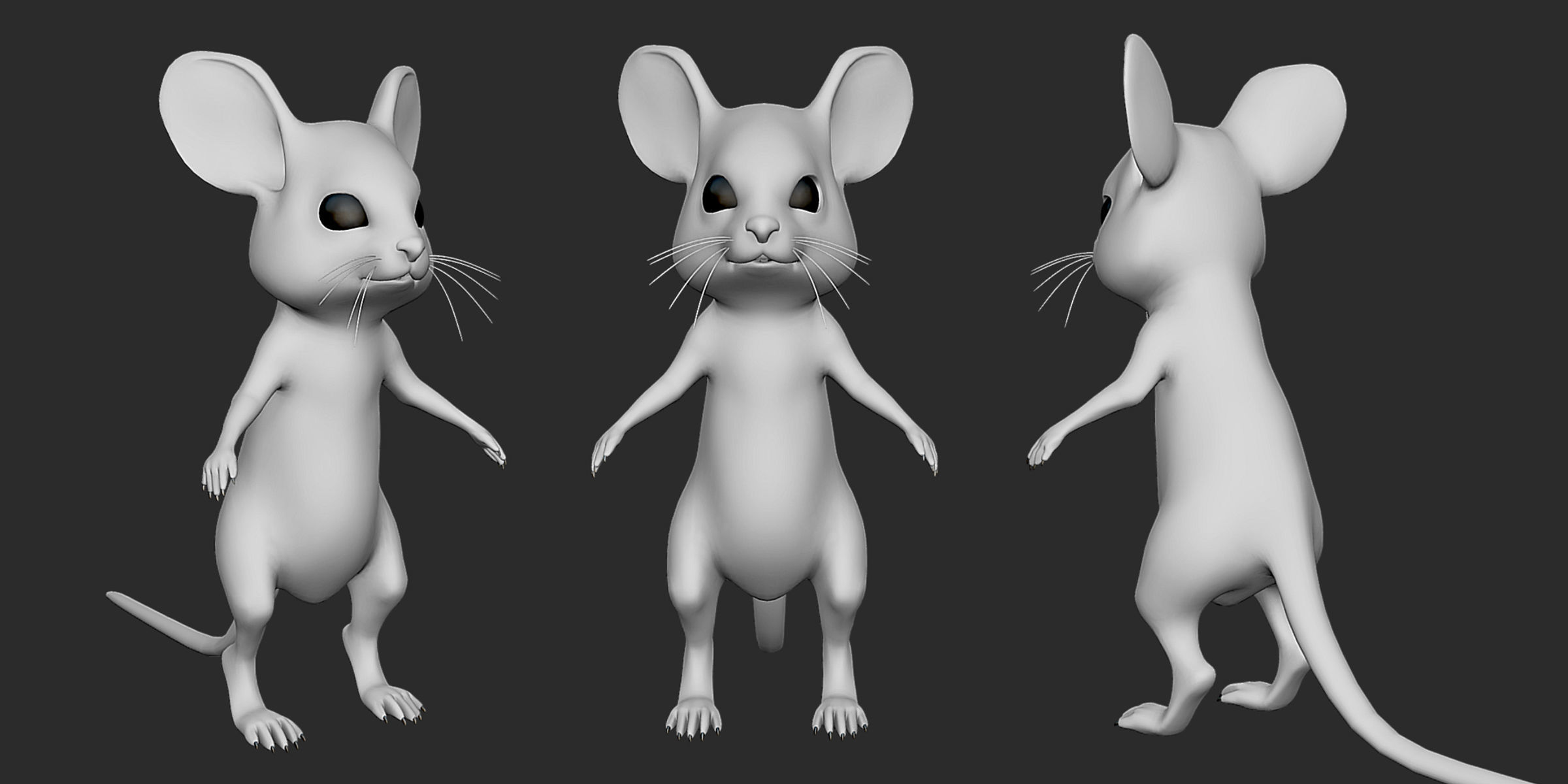 Cute Mouse Basemesh Low-poly 3D model_1