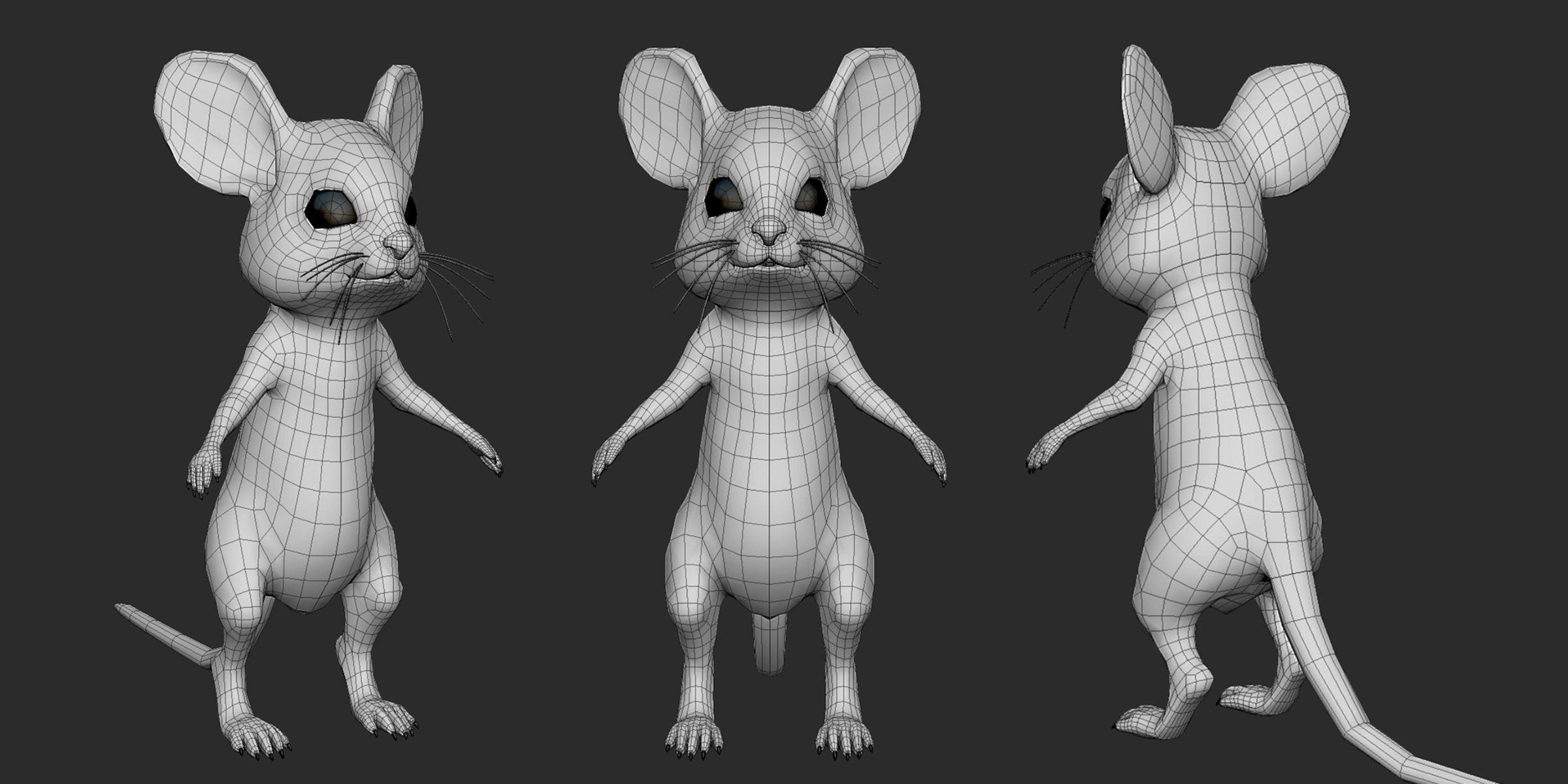 Cute Mouse Basemesh Low-poly 3D model_2