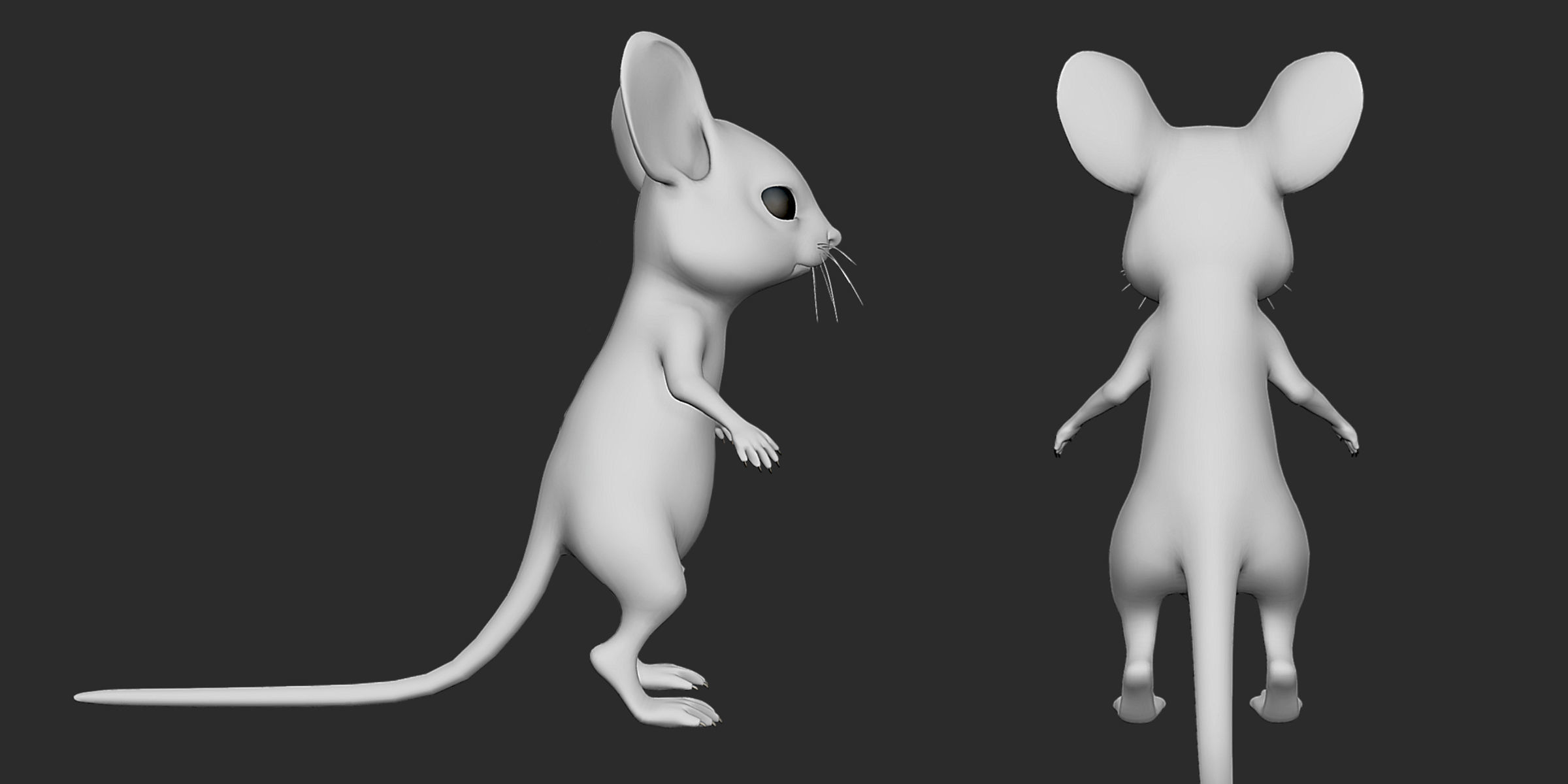 Cute Mouse Basemesh Low-poly 3D model_3