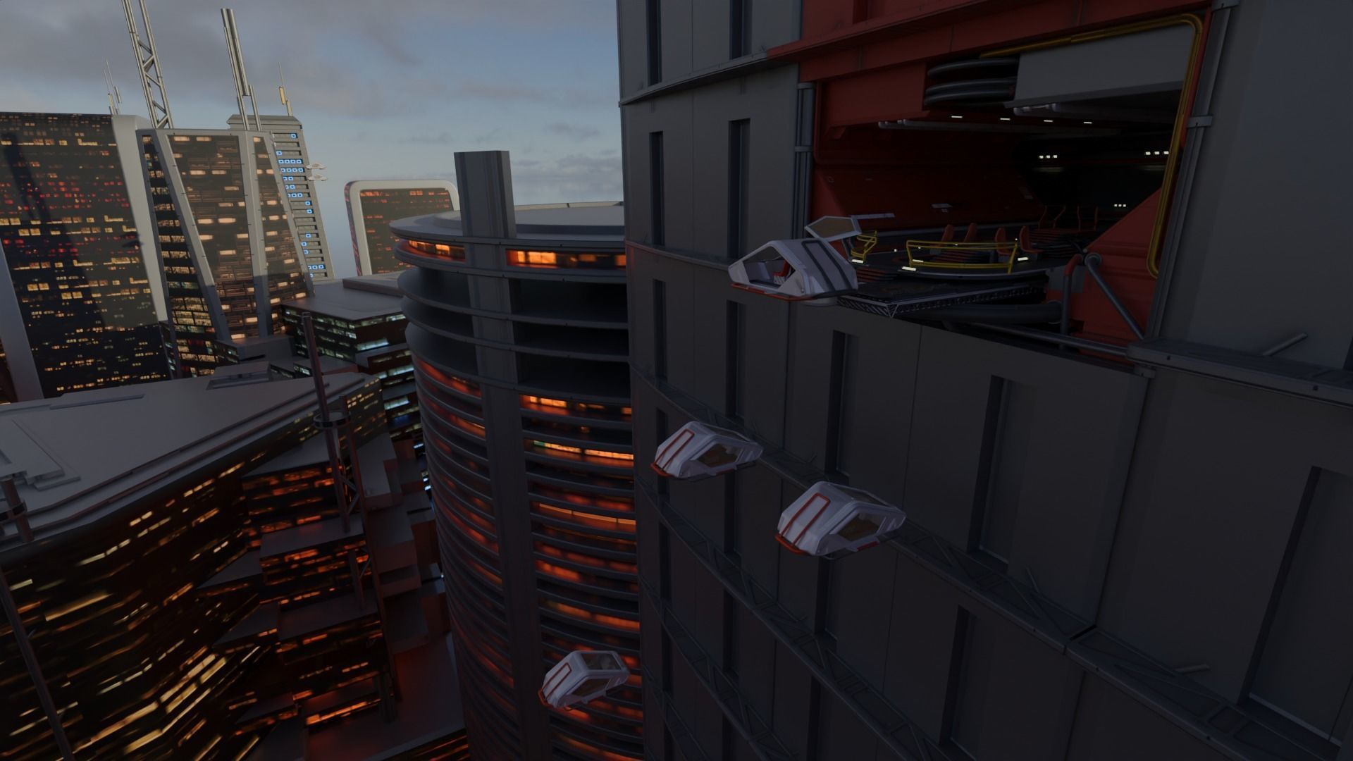 Tech City rooftop warehouse 3D model_2