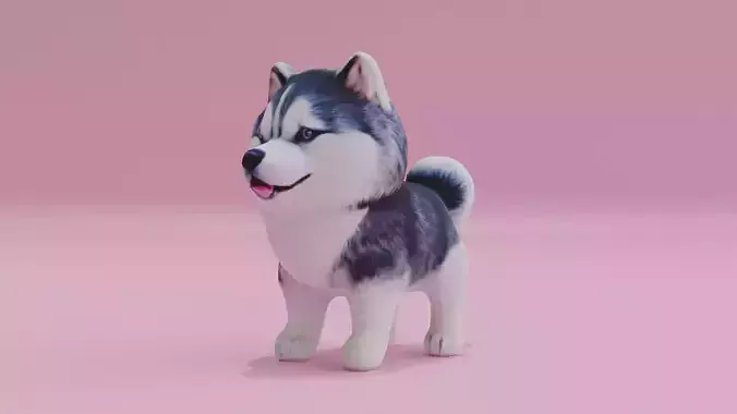 Malamute Alaskan Husky Dog Toy Low High Poly