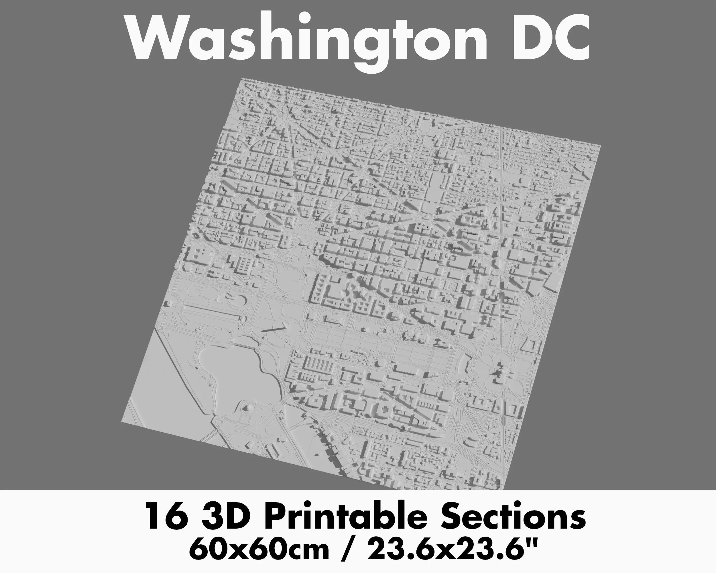 Washington DC 3D Printing stl file 3D Model of Washington DC 3D print model_0