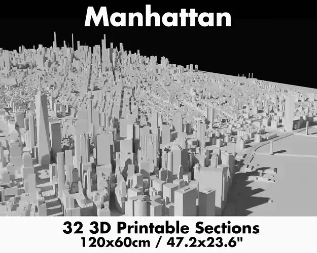 Manhattan 3D Printing stl file 3D Model of New York City