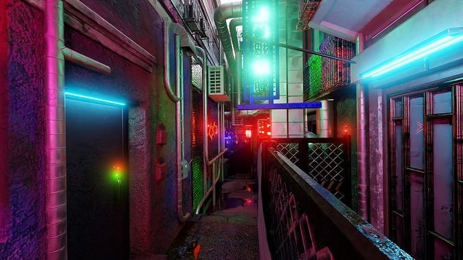Cyberpunk Hong Kong streets 3D model 3