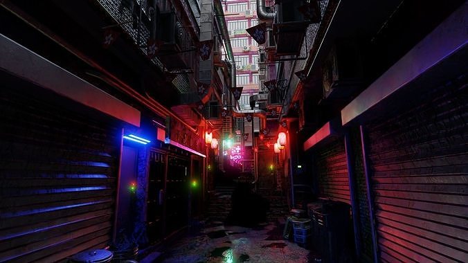 Cyberpunk Hong Kong streets 3D model 4