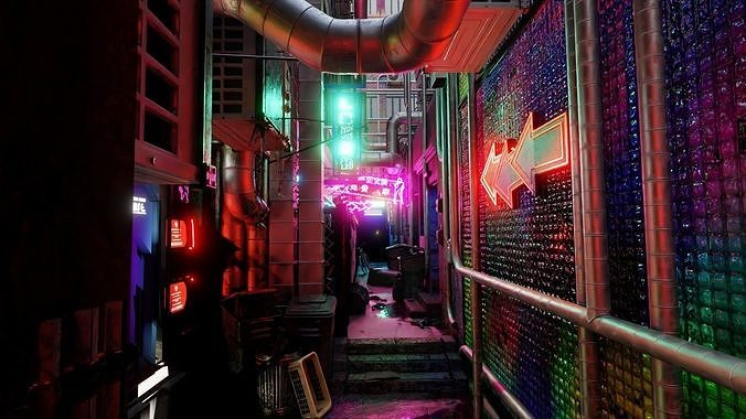 Cyberpunk Hong Kong streets 3D model 2