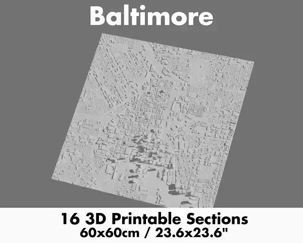 Baltimore 3D Printing stl file city model of Baltimore