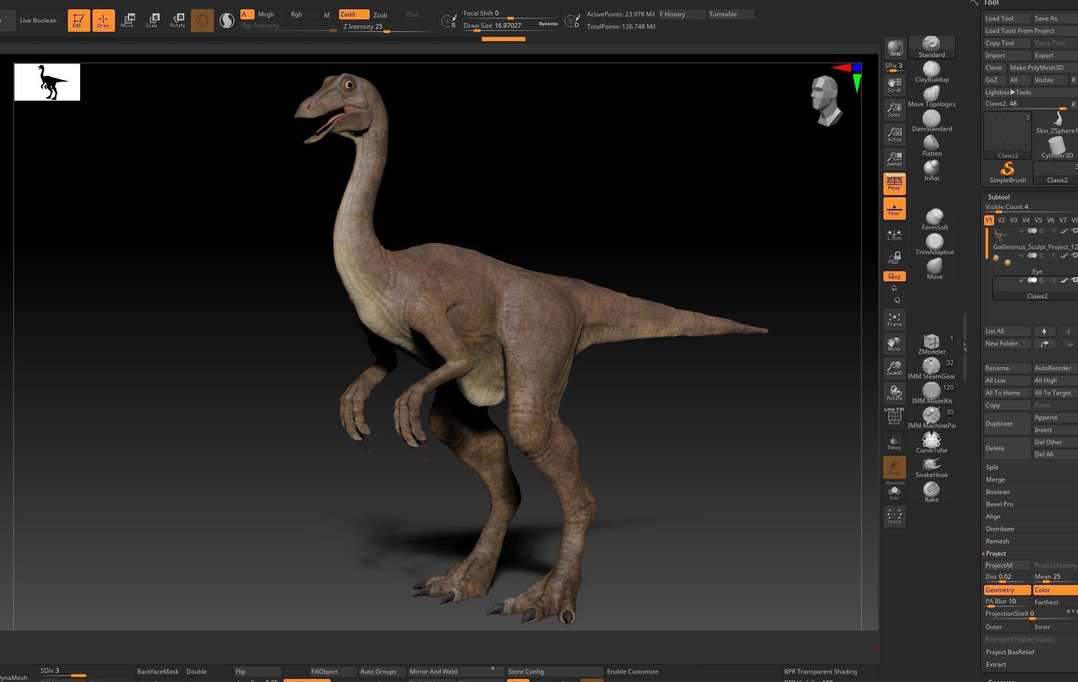 Dinosaur Gallimimus Sculpt Project 3D model_11