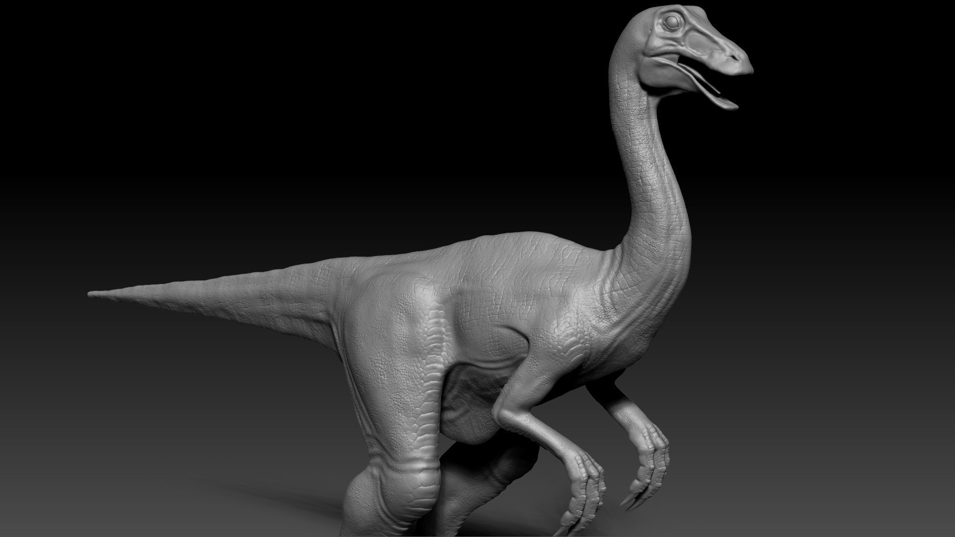 Dinosaur Gallimimus Sculpt Project 3D model_6