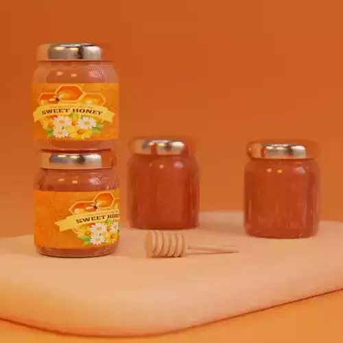 Honey jar Low-poly 3D model