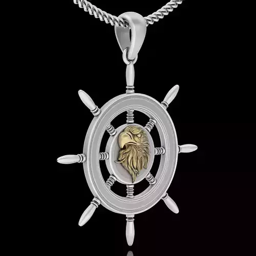 Eagle wheel pendant  silver gold jewelry printable 3D model