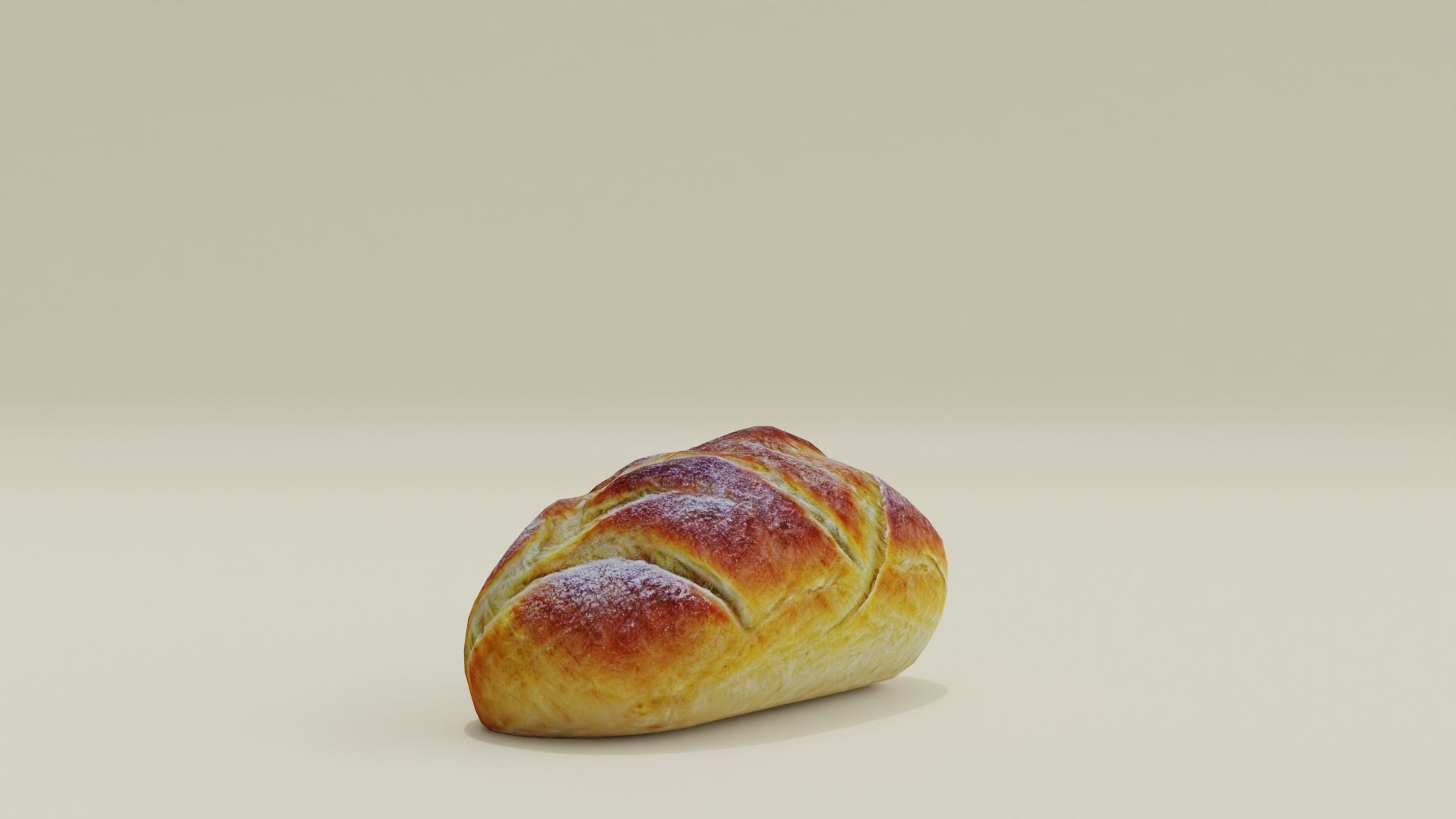 White Bread Low High Poly Realistic Low-poly 3D model_6