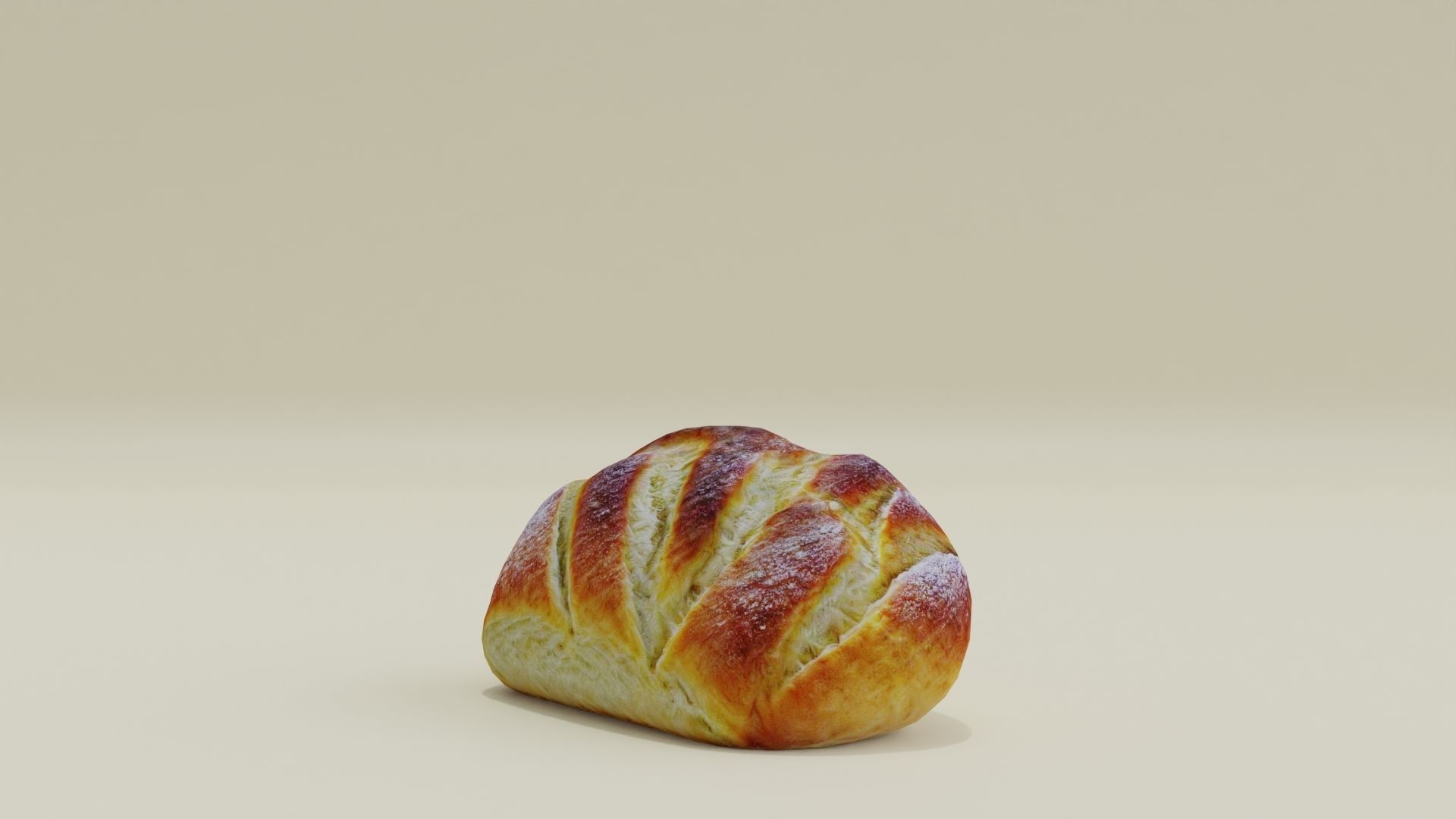 White Bread Low High Poly Realistic Low-poly 3D model_3