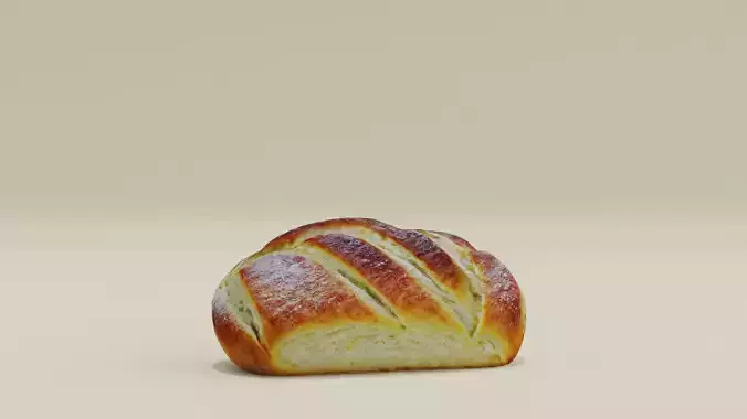White Bread Low High Poly Realistic