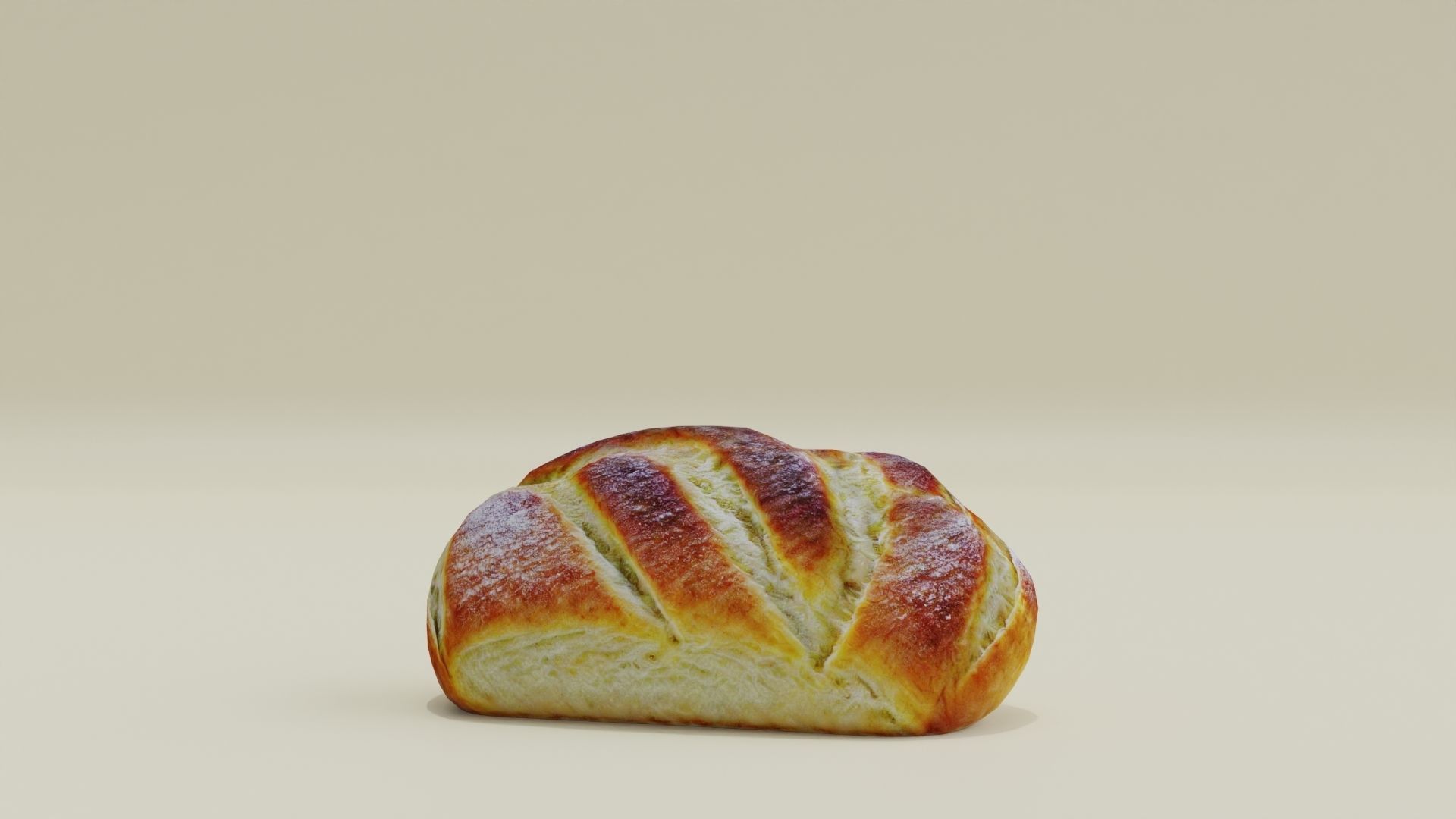 White Bread Low High Poly Realistic Low-poly 3D model_1