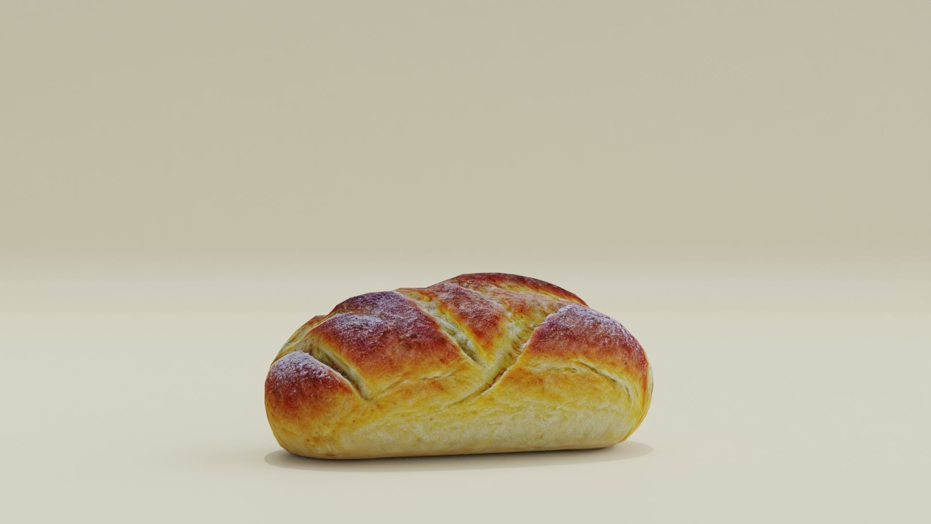 White Bread Low High Poly Realistic Low-poly 3D model_7