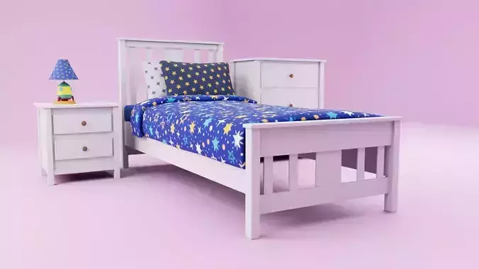 Kids bed set 3d model